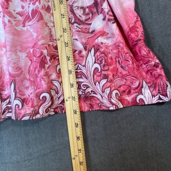 G Collection Pink & White Floral Short Sleeve Blouse Loose Fit Womens Size XXL - Picture 9 of 10
